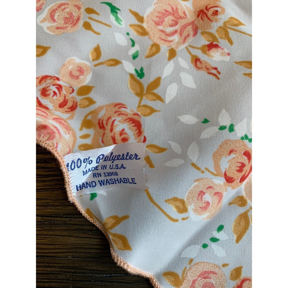 Vintage Peach Ditsy Floral Scarf Made In USA Oblong 9" x 32" - Picture 3 of 4